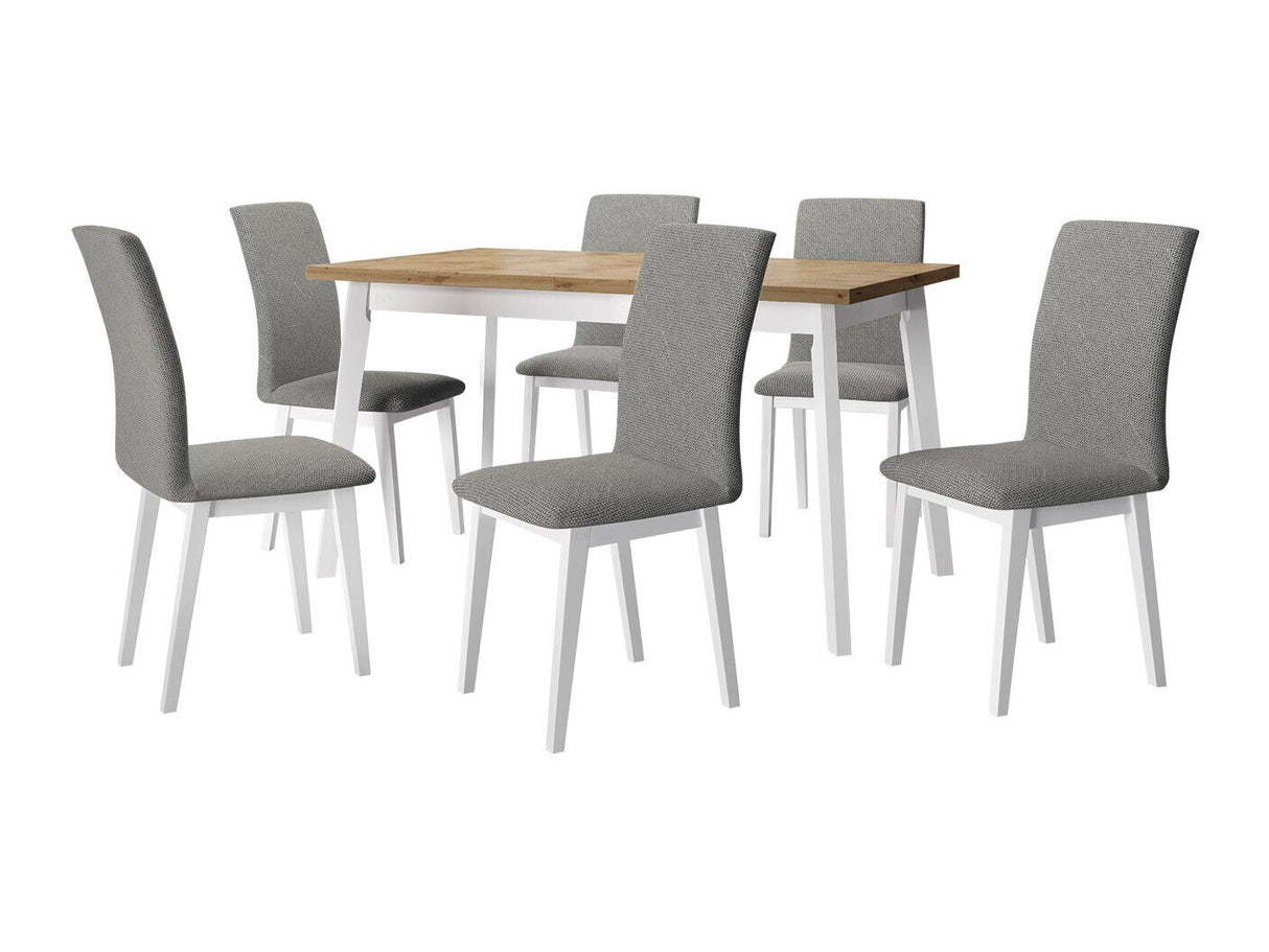 Étkezőgarnitúra 23 (OSLO 5 + LUNA 1), Fa színe: Fehér, Kárpit: Hygge 91