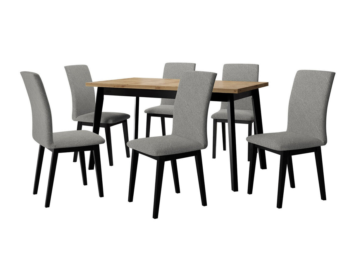 Étkezőgarnitúra 23 (OSLO 5 + LUNA 1), Fa színe: Fekete, Kárpit: Hygge 91