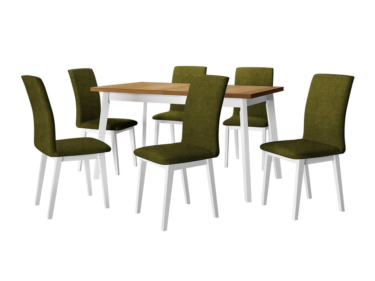 Étkezőgarnitúra 23 (OSLO 5 + LUNA 1) Grandson, Fa színe: Fehér, Kárpit: Zetta 297