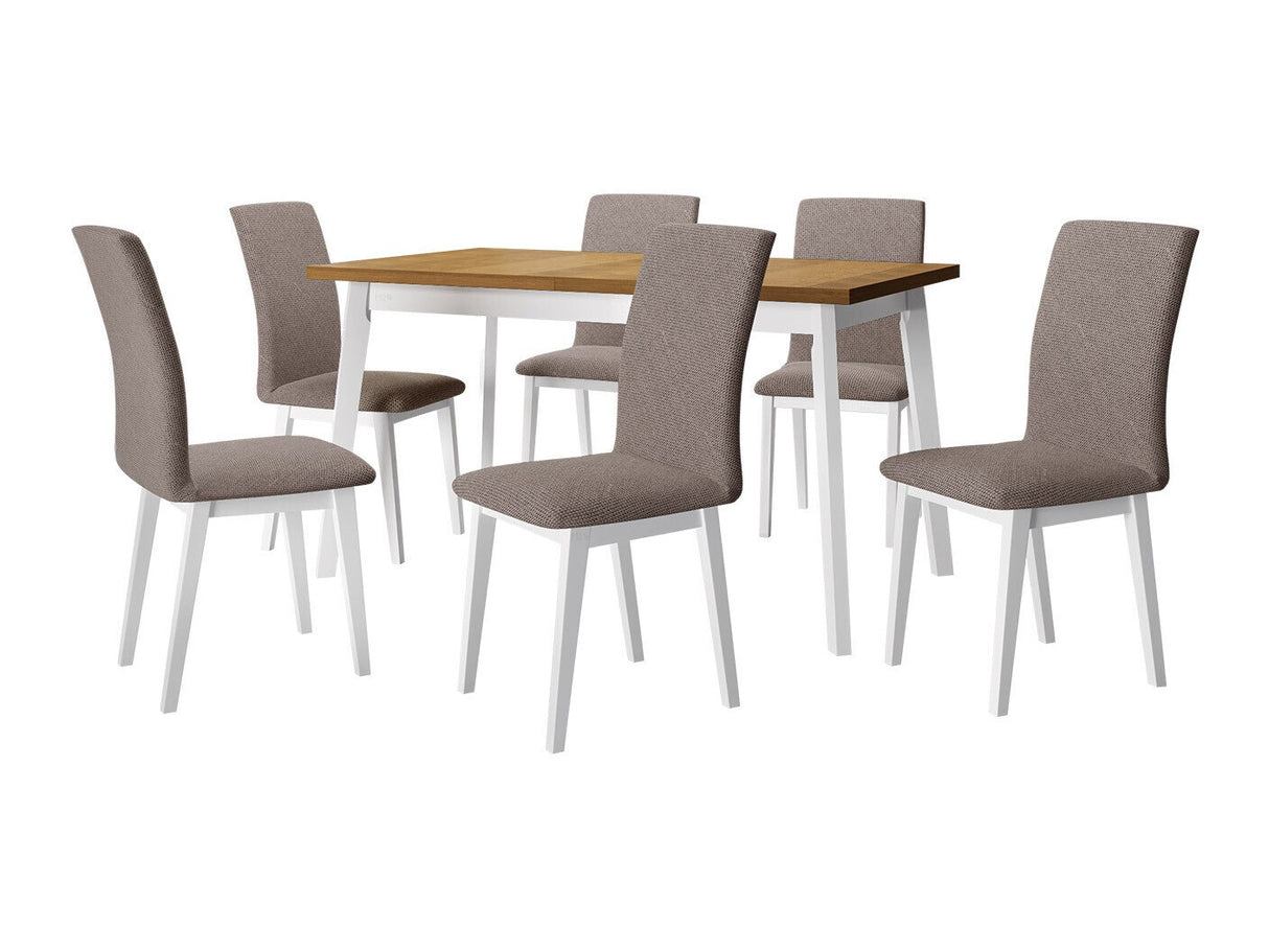 Étkezőgarnitúra 23 (OSLO 5 + LUNA 1) Grandson, Fa színe: Fehér, Kárpit: Hygge 20