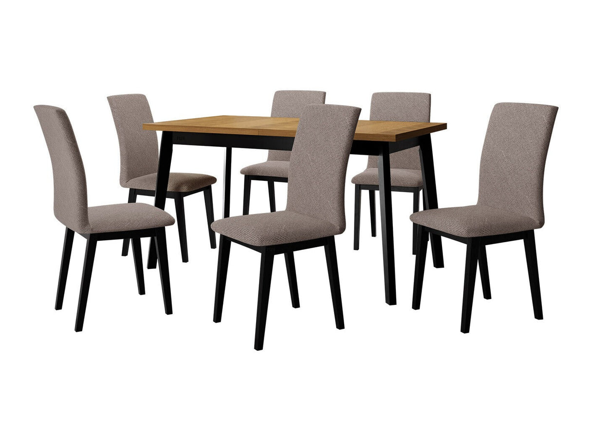 Étkezőgarnitúra 23 (OSLO 5 + LUNA 1) Grandson, Fa színe: Fekete, Kárpit: Hygge 20