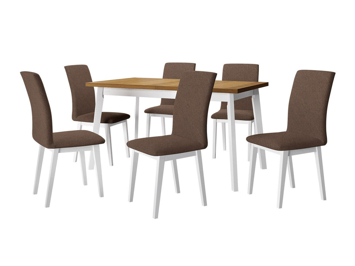 Étkezőgarnitúra 23 (OSLO 5 + LUNA 1) Grandson, Fa színe: Fehér, Kárpit: Soro 28