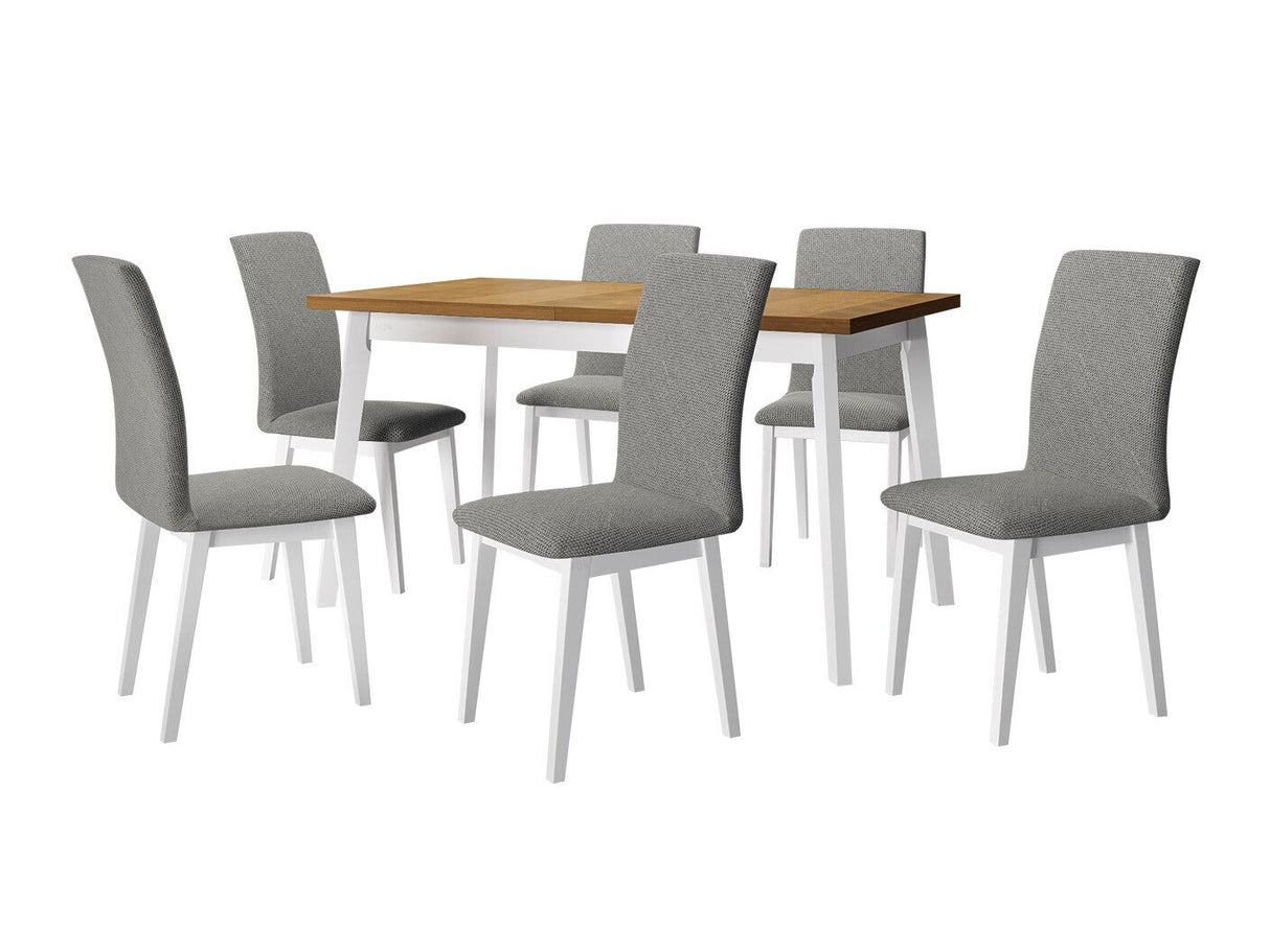 Étkezőgarnitúra 23 (OSLO 5 + LUNA 1) Grandson, Fa színe: Fehér, Kárpit: Hygge 91