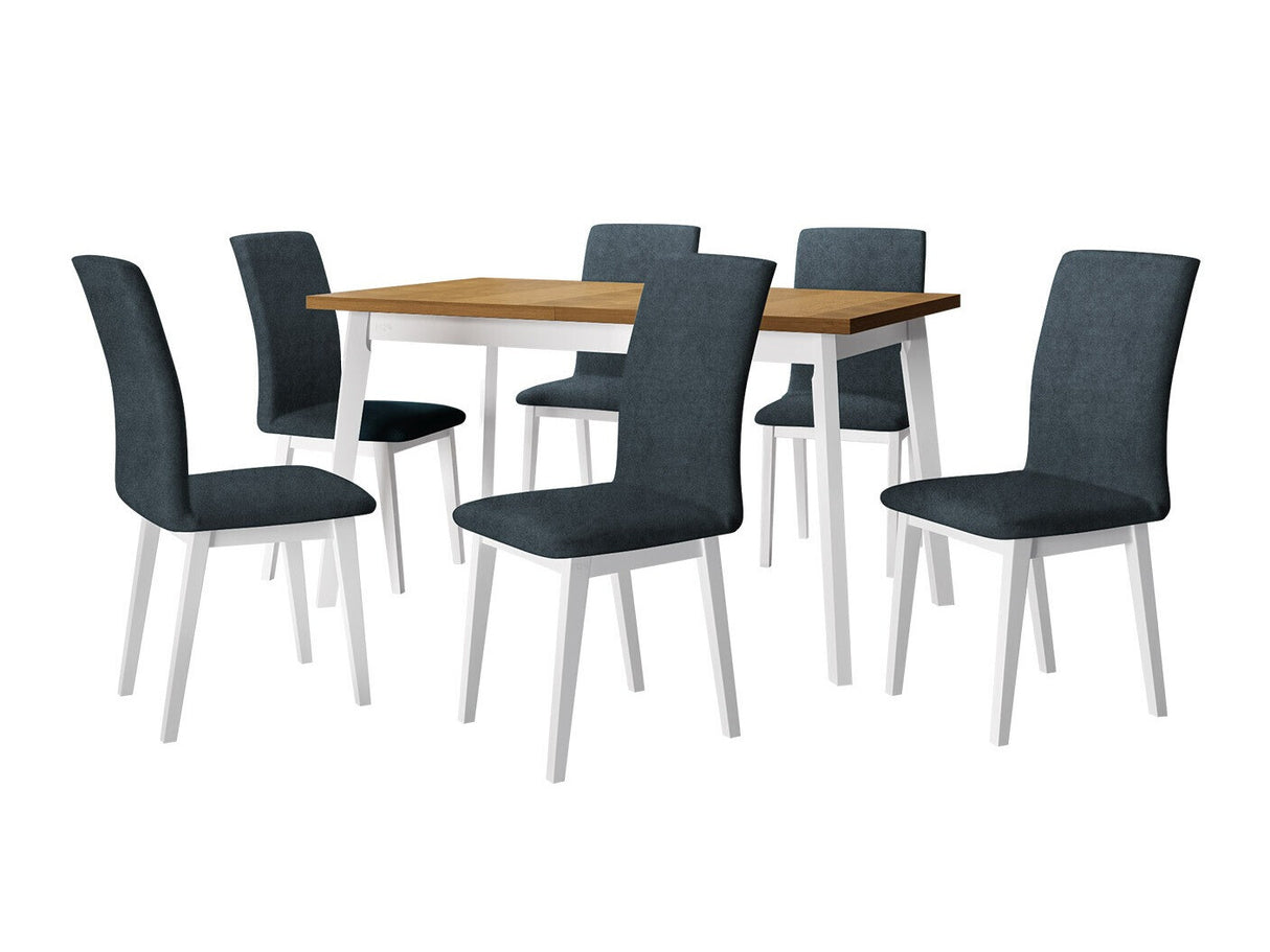 Étkezőgarnitúra 23 (OSLO 5 + LUNA 1) Grandson, Fa színe: Fehér, Kárpit: Zetta 300