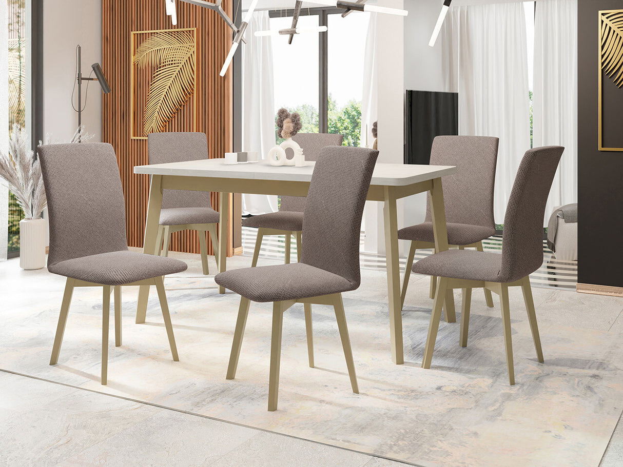 Étkezőgarnitúra 24 (OSLO 6 + LUNA 2), Fa színe: Sonoma tölgy, Kárpit: Hygge 20