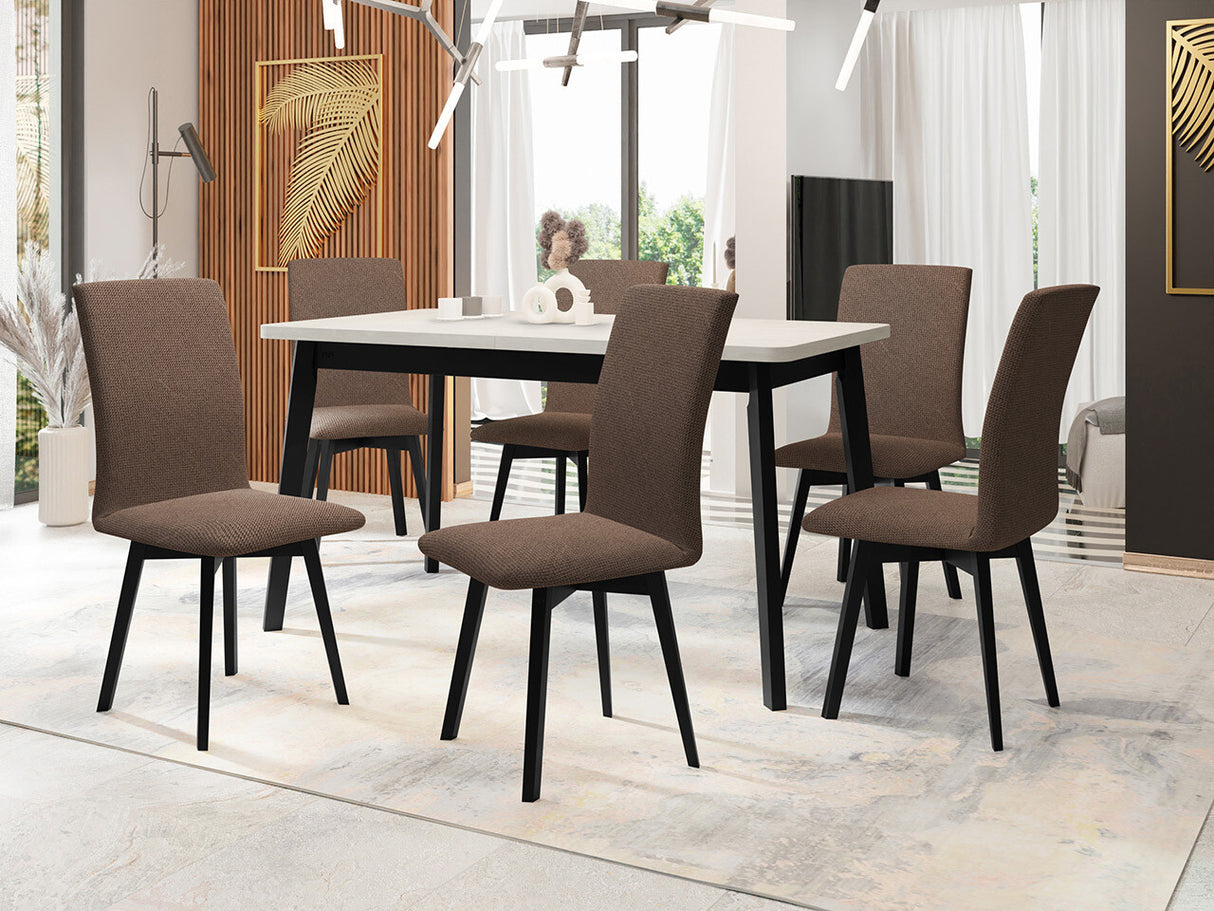 Étkezőgarnitúra 24 (OSLO 6 + LUNA 2), Fa színe: Fekete, Kárpit: Soro 28