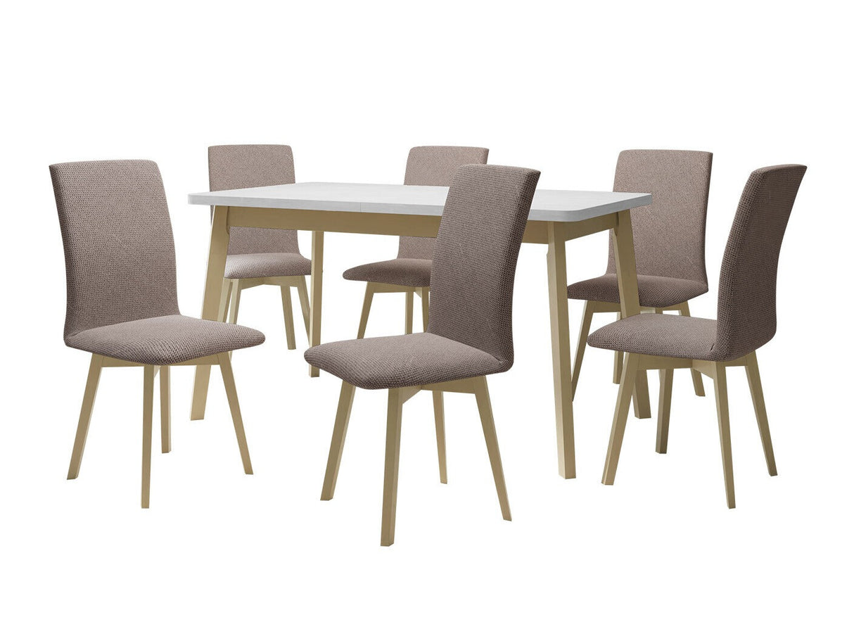 Étkezőgarnitúra 24 (OSLO 6 + LUNA 2), Fa színe: Sonoma tölgy, Kárpit: Hygge 20