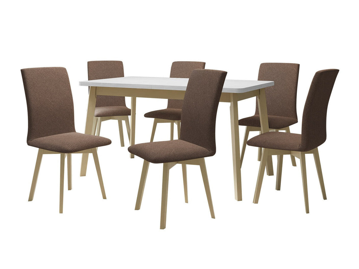 Étkezőgarnitúra 24 (OSLO 6 + LUNA 2), Fa színe: Sonoma tölgy, Kárpit: Soro 28