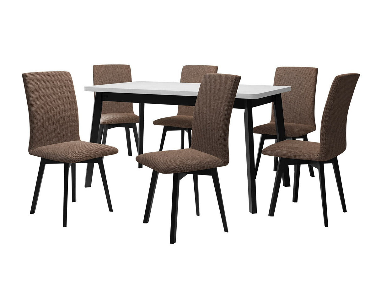 Étkezőgarnitúra 24 (OSLO 6 + LUNA 2), Fa színe: Fekete, Kárpit: Soro 28