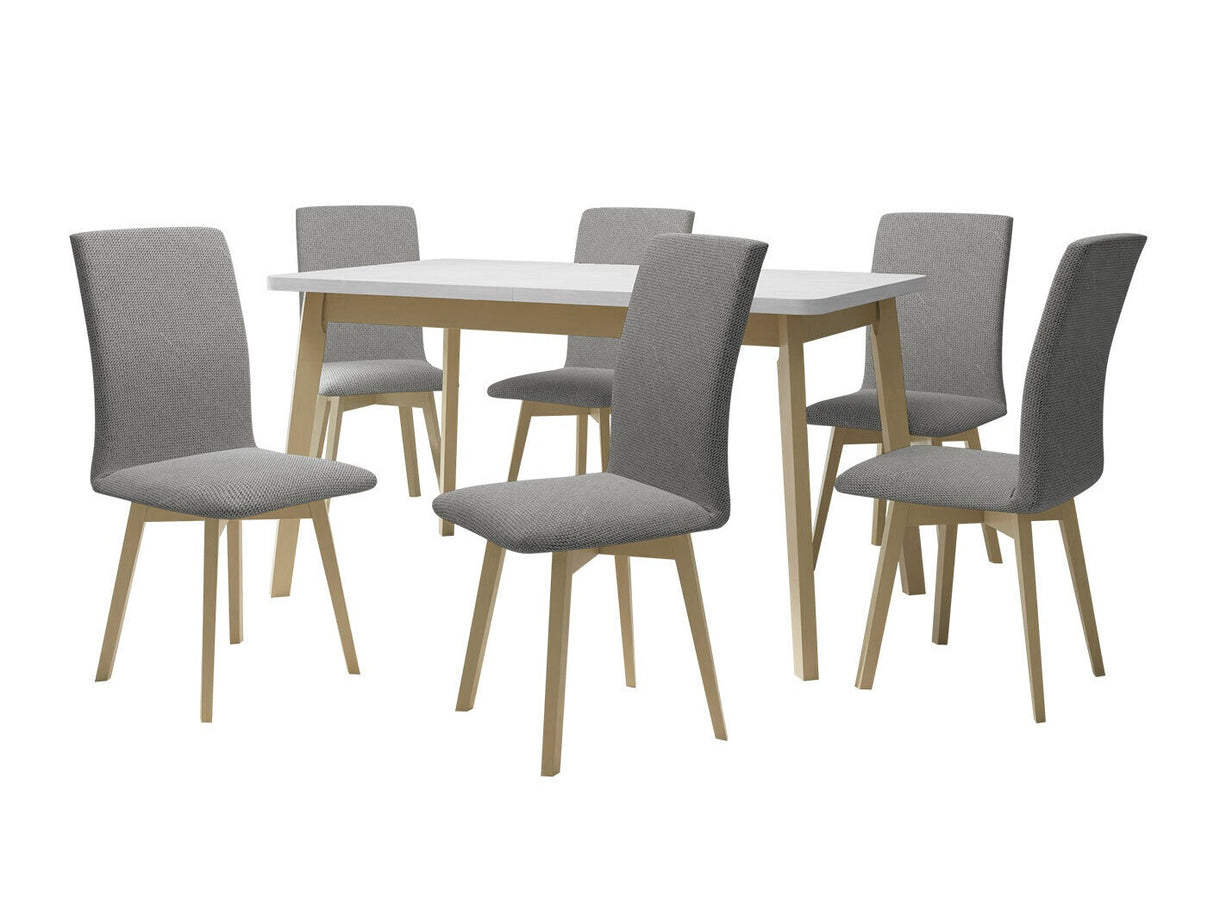 Étkezőgarnitúra 24 (OSLO 6 + LUNA 2), Fa színe: Sonoma tölgy, Kárpit: Hygge 91