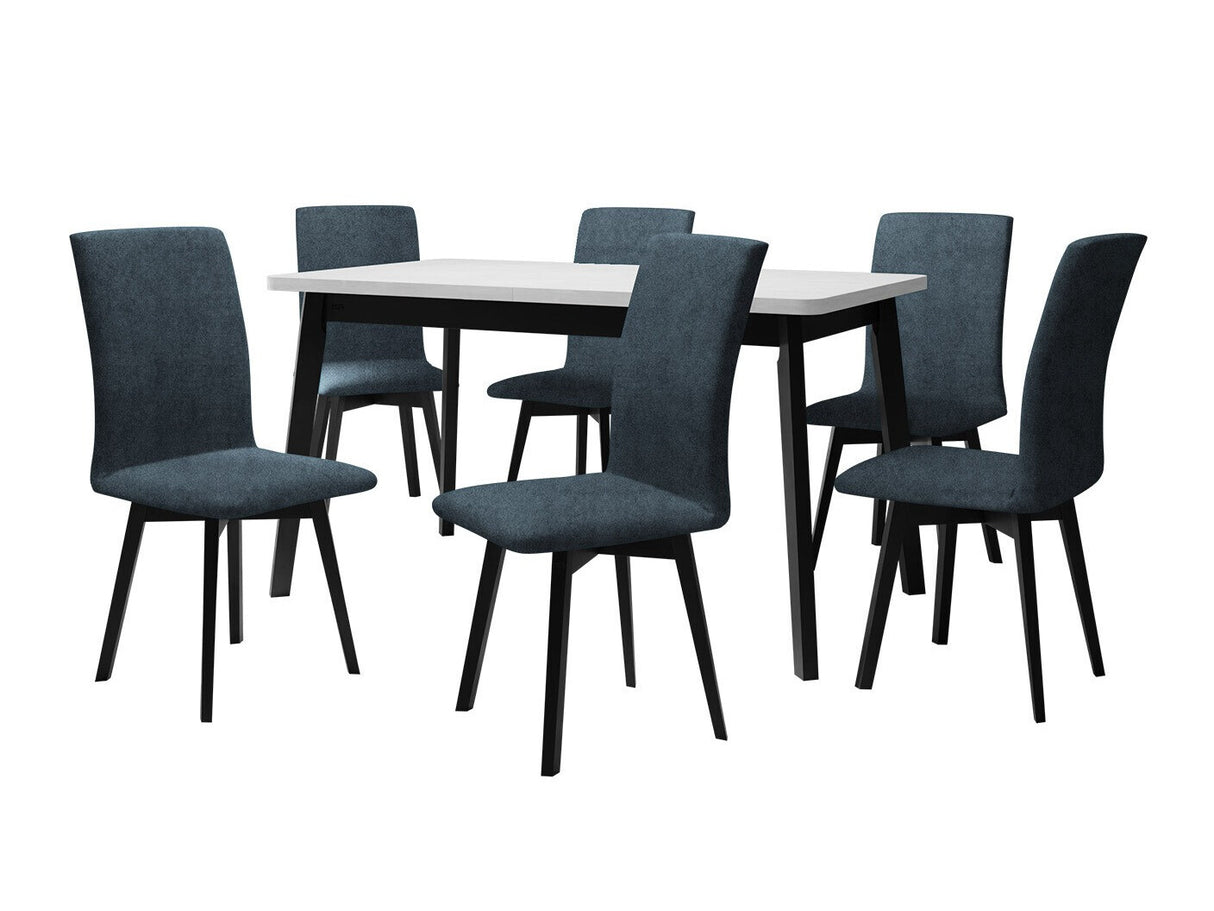 Étkezőgarnitúra 24 (OSLO 6 + LUNA 2), Fa színe: Fekete, Kárpit: Zetta 300