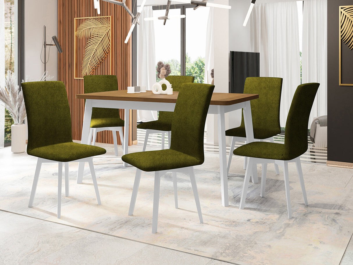 Étkezőgarnitúra 24 (OSLO 6 + LUNA 2) Grandson, Fa színe: Fehér, Kárpit: Zetta 297