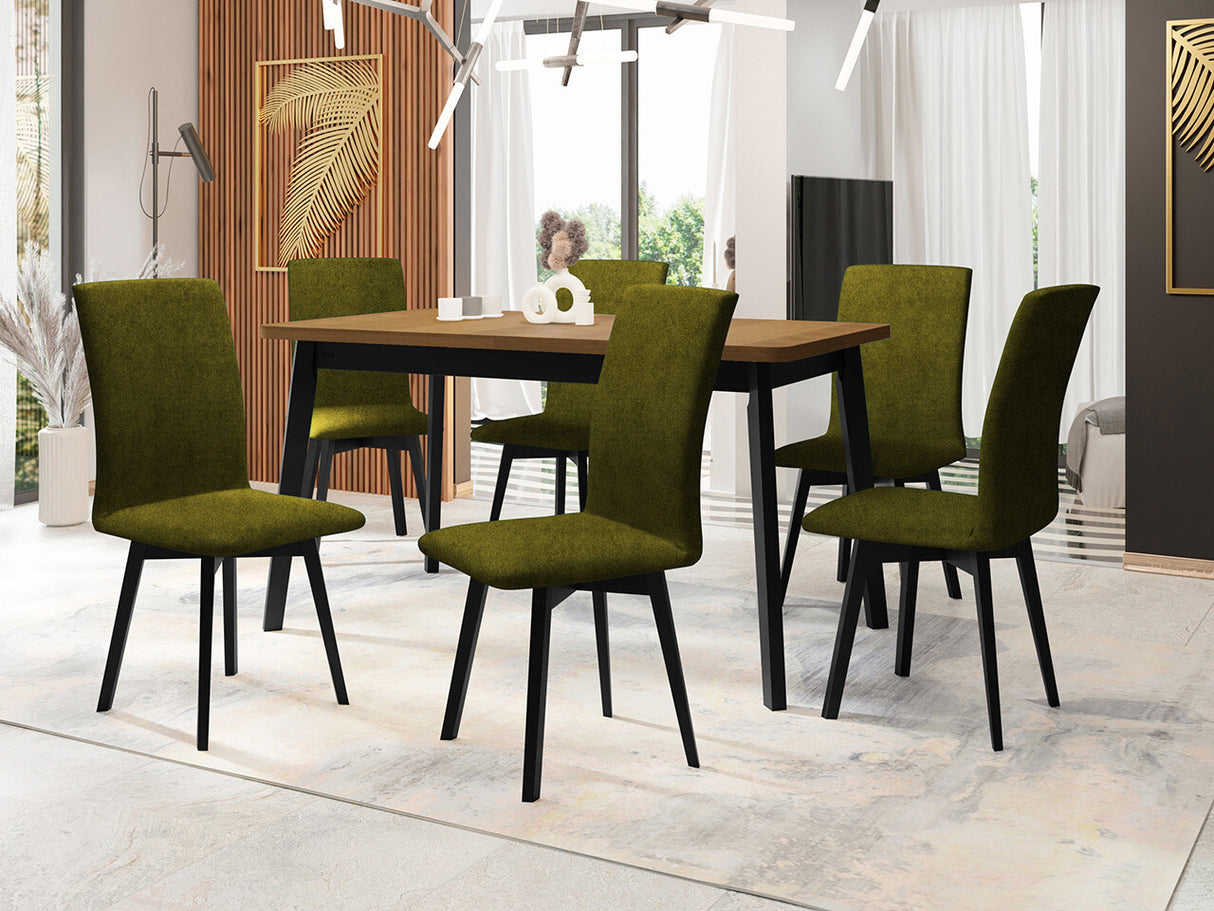 Étkezőgarnitúra 24 (OSLO 6 + LUNA 2) Grandson, Fa színe: Fekete, Kárpit: Zetta 297