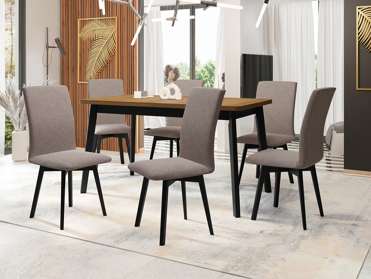 Étkezőgarnitúra 24 (OSLO 6 + LUNA 2) Grandson, Fa színe: Fekete, Kárpit: Hygge 20