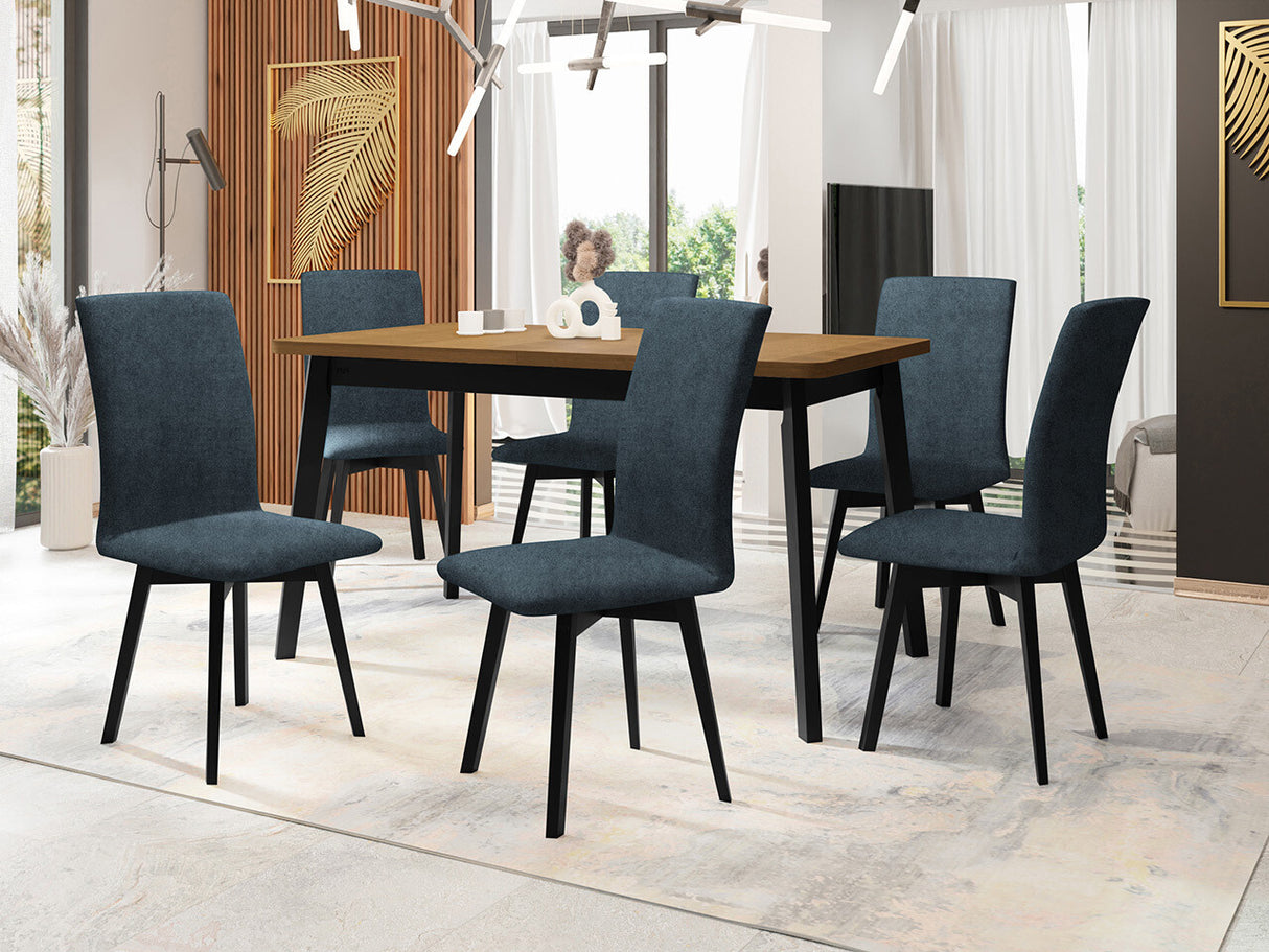 Étkezőgarnitúra 24 (OSLO 6 + LUNA 2) Grandson, Fa színe: Fekete, Kárpit: Zetta 300