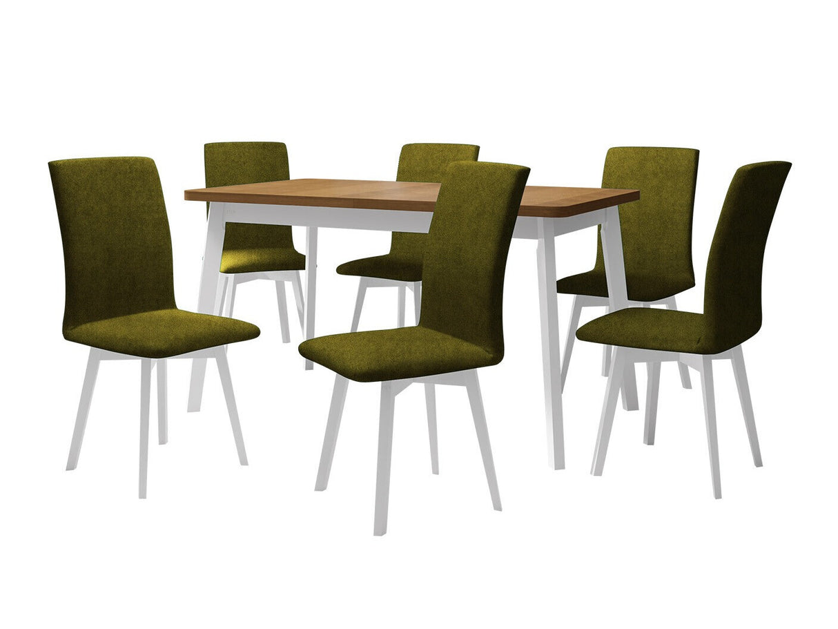 Étkezőgarnitúra 24 (OSLO 6 + LUNA 2) Grandson, Fa színe: Fehér, Kárpit: Zetta 297