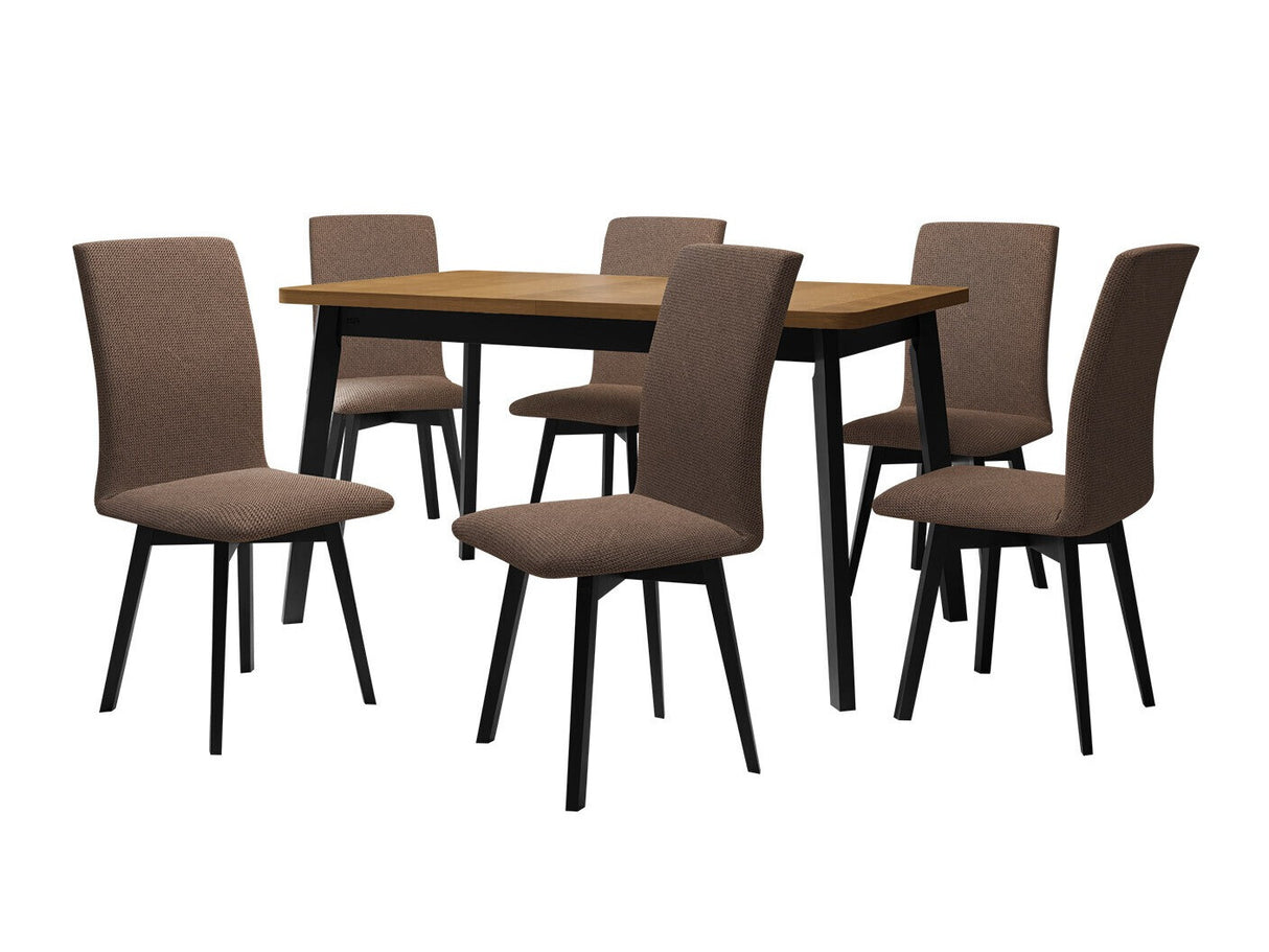 Étkezőgarnitúra 24 (OSLO 6 + LUNA 2) Grandson, Fa színe: Fekete, Kárpit: Soro 28