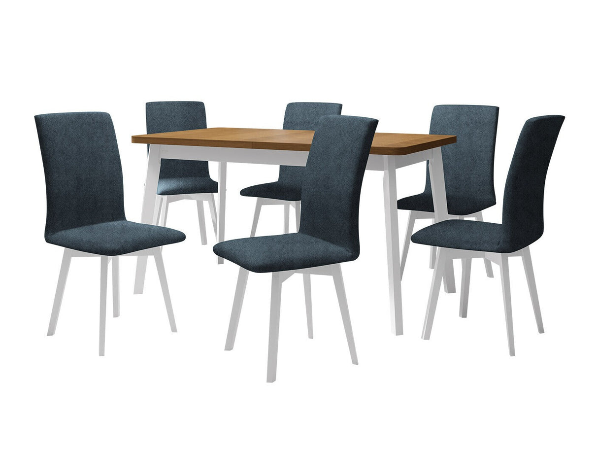 Étkezőgarnitúra 24 (OSLO 6 + LUNA 2) Grandson, Fa színe: Fehér, Kárpit: Zetta 300