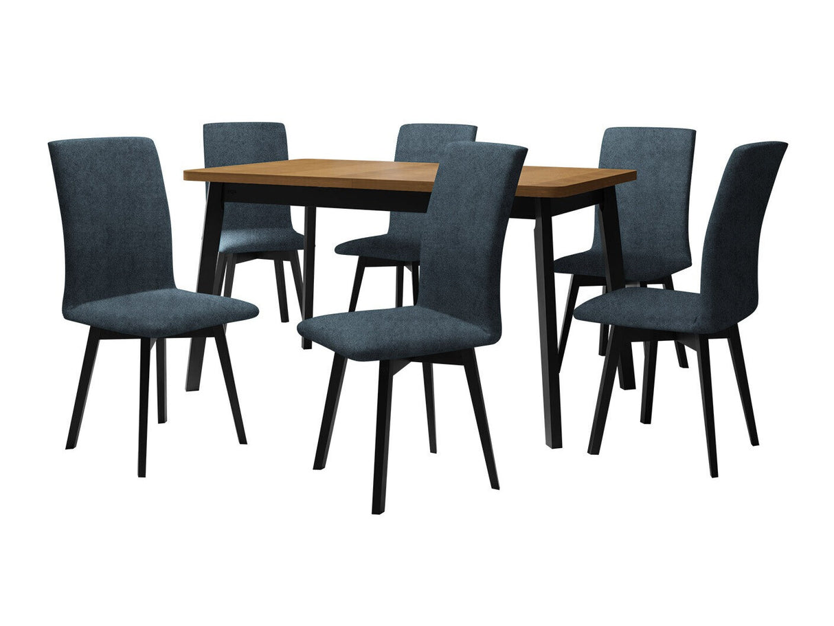 Étkezőgarnitúra 24 (OSLO 6 + LUNA 2) Grandson, Fa színe: Fekete, Kárpit: Zetta 300