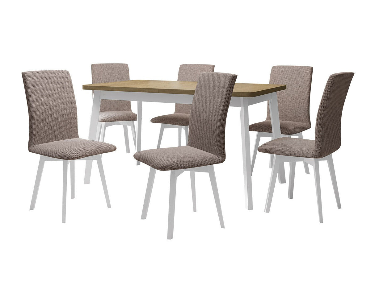 Étkezőgarnitúra 24 (OSLO 6 + LUNA 2) Sonoma, Fa színe: Fehér, Kárpit: Hygge 20