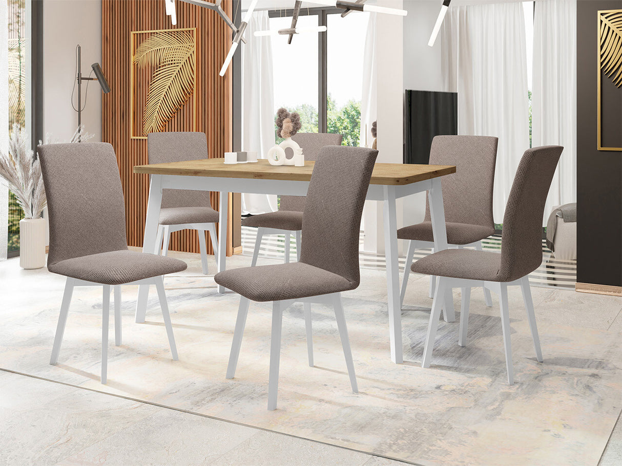 Étkezőgarnitúra 24 (OSLO 6 + LUNA 2) Artisan, Fa színe: Fehér, Kárpit: Hygge 20