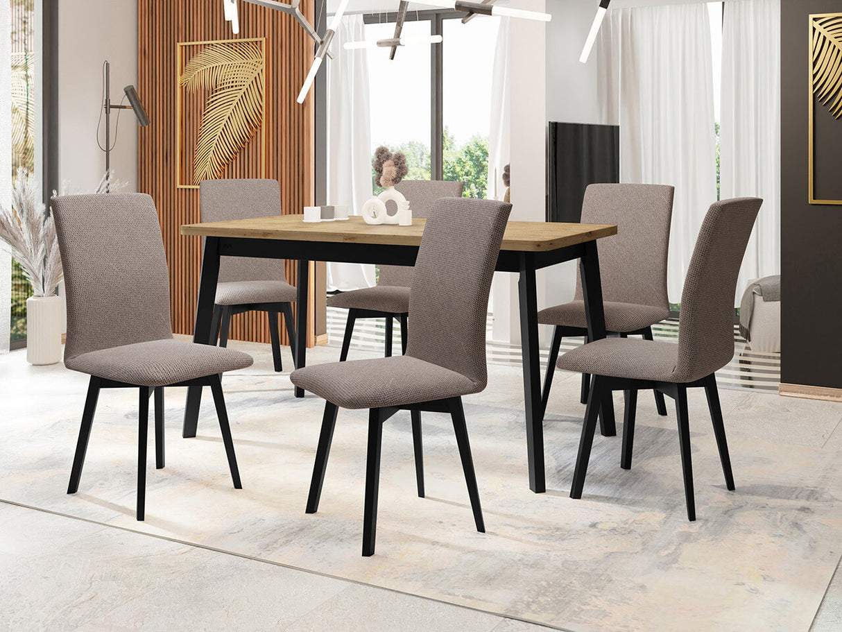 Étkezőgarnitúra 24 (OSLO 6 + LUNA 2) Artisan, Fa színe: Fekete, Kárpit: Hygge 20