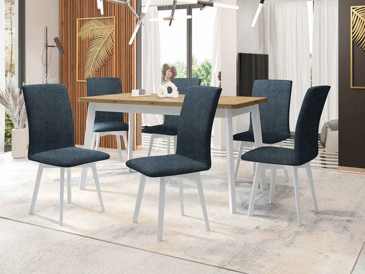 Étkezőgarnitúra 24 (OSLO 6 + LUNA 2) Artisan, Fa színe: Fehér, Kárpit: Zetta 300