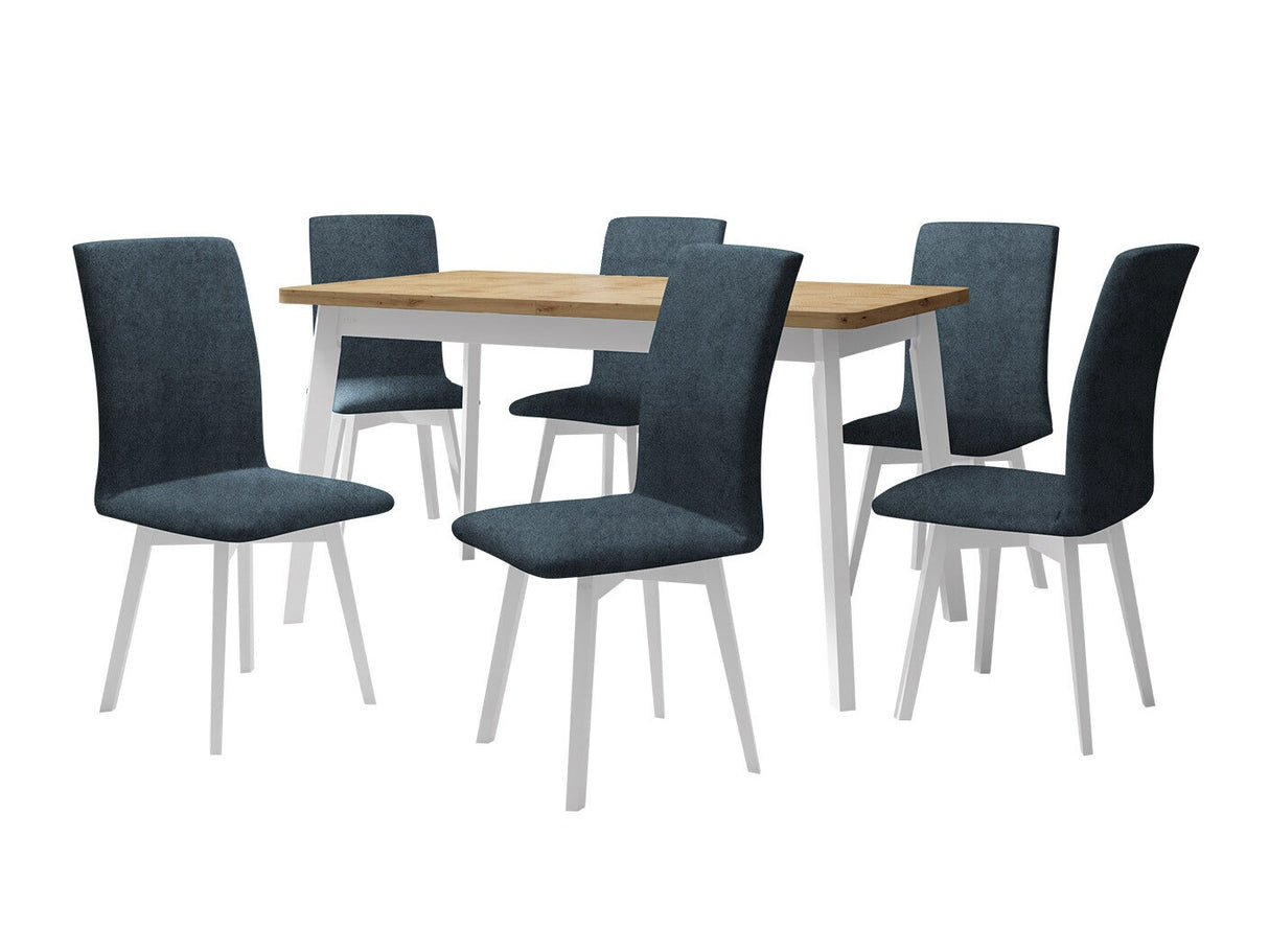 Étkezőgarnitúra 24 (OSLO 6 + LUNA 2) Artisan, Fa színe: Fehér, Kárpit: Zetta 300