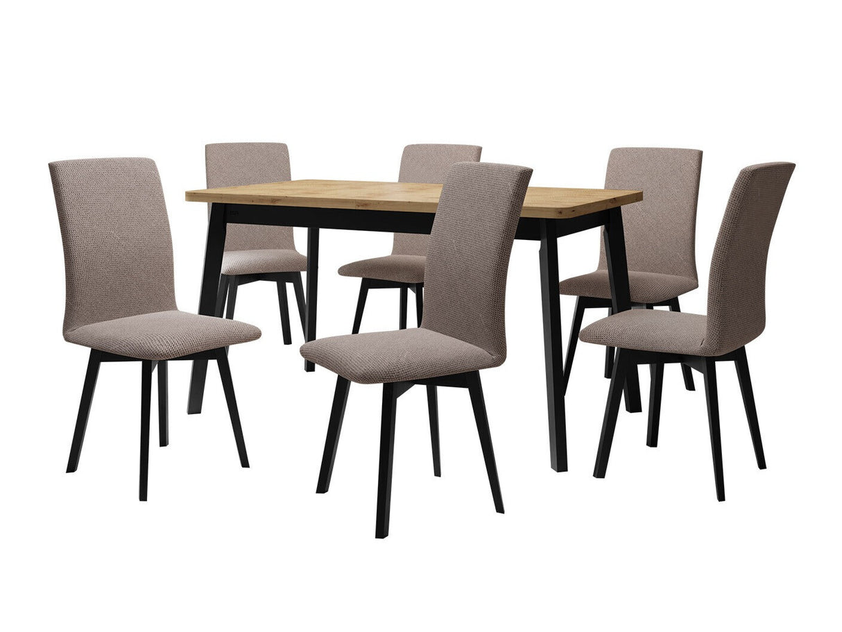 Étkezőgarnitúra 24 (OSLO 6 + LUNA 2) Artisan, Fa színe: Fekete, Kárpit: Hygge 20