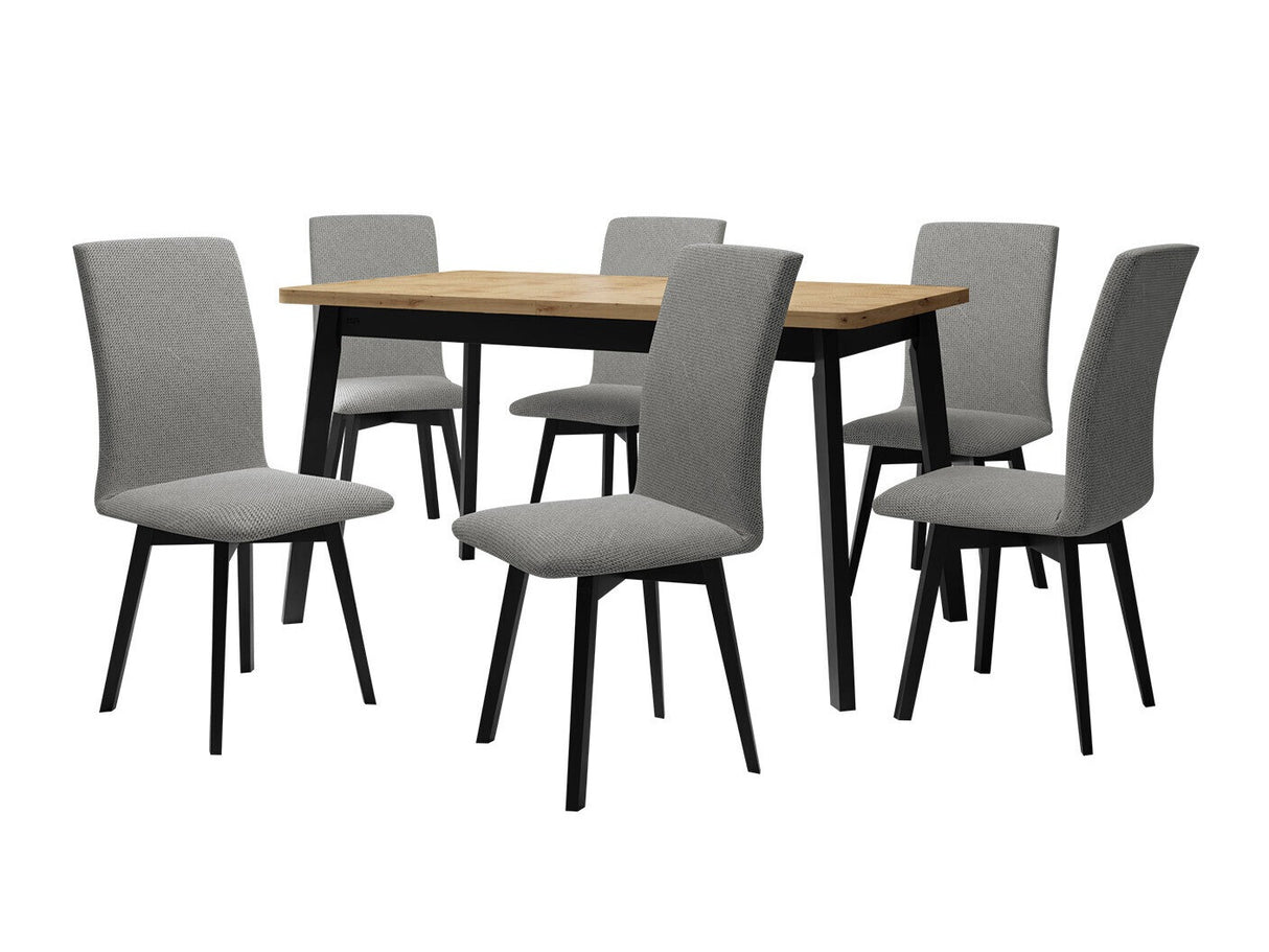 Étkezőgarnitúra 24 (OSLO 6 + LUNA 2) Artisan, Fa színe: Fekete, Kárpit: Hygge 91