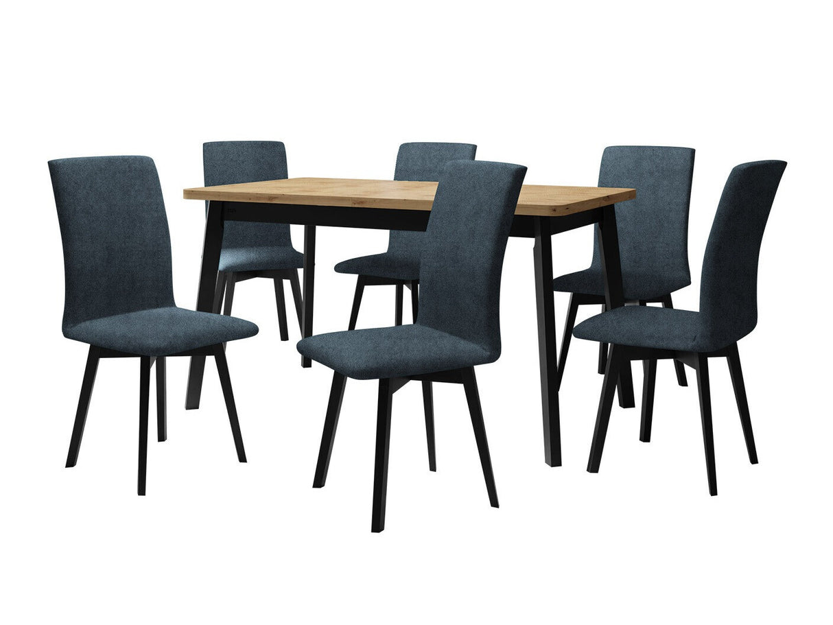 Étkezőgarnitúra 24 (OSLO 6 + LUNA 2) Artisan, Fa színe: Fekete, Kárpit: Zetta 300