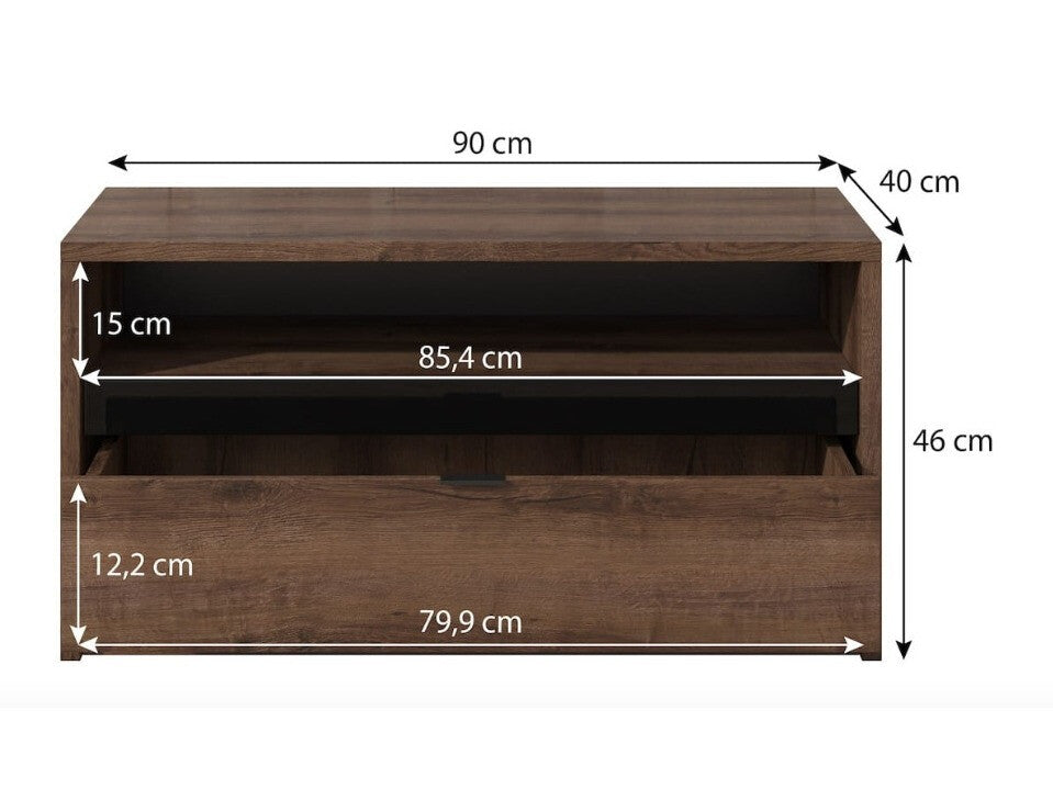 TV-állvány Denver (Verdek RTV1SZ VD09), Szín: Monastery tölgy + Fényes fekete