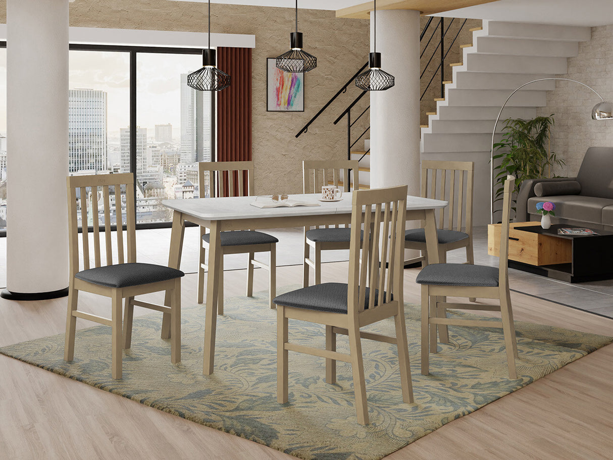 Étkezőgarnitúra 16 (OSLO 7 + MILANO 1), Fa színe: Sonoma tölgy, Kárpit: Kronos 22