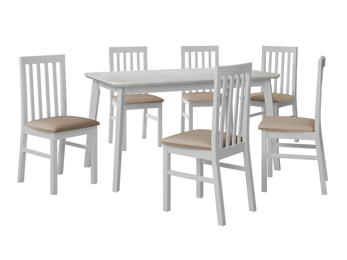 Étkezőgarnitúra 16 (OSLO 7 + MILANO 1), Fa színe: Fehér, Kárpit: Paros 2