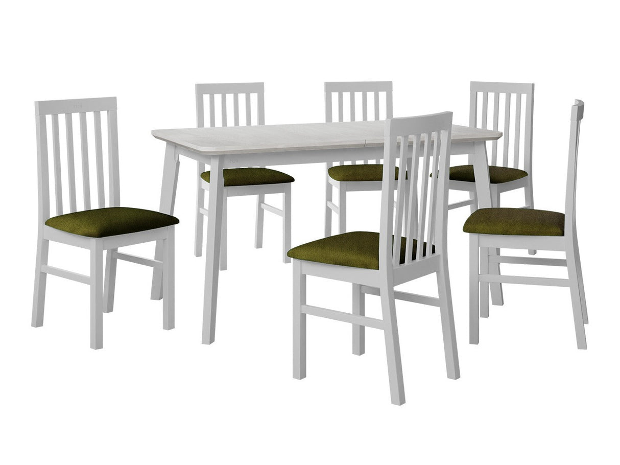 Étkezőgarnitúra 16 (OSLO 7 + MILANO 1), Fa színe: Fehér, Kárpit: Zetta 297