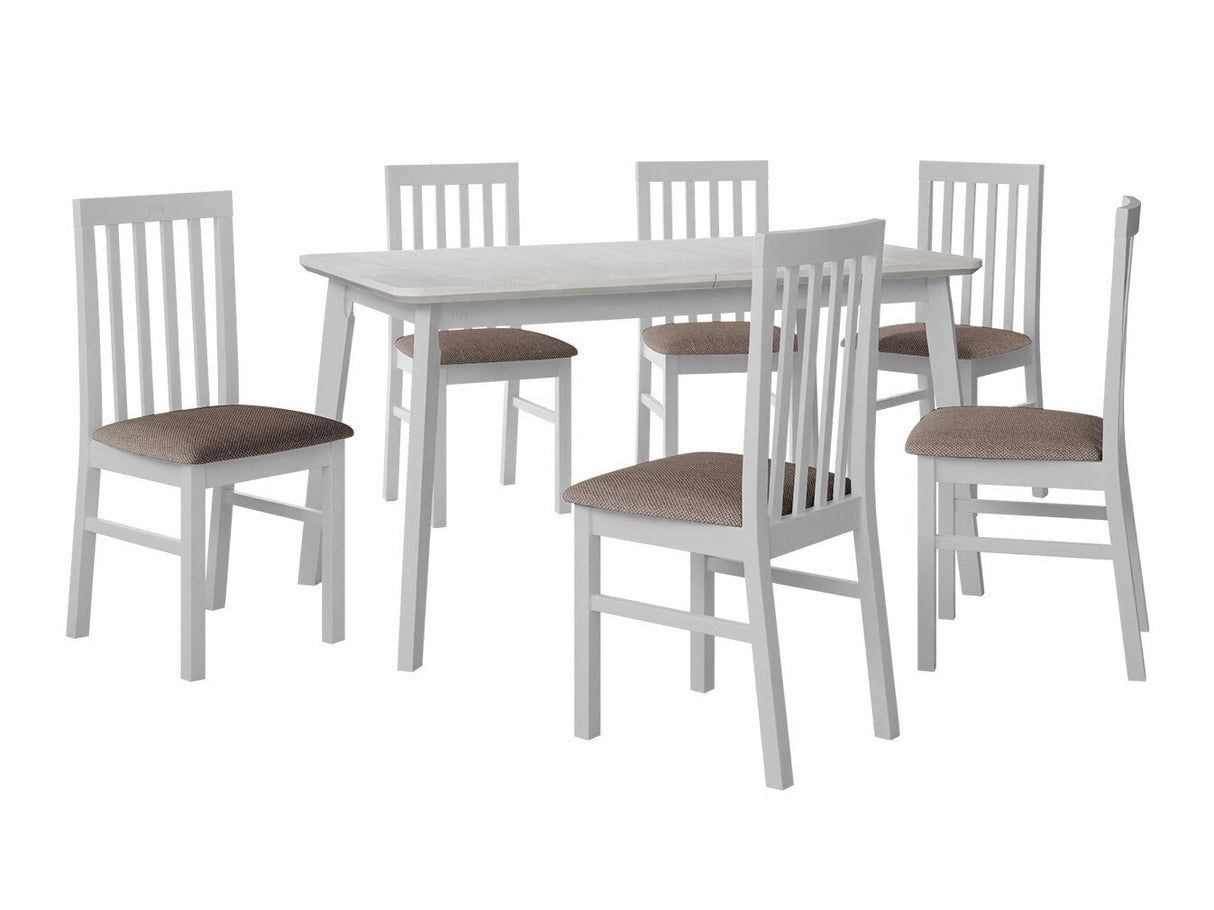 Étkezőgarnitúra 16 (OSLO 7 + MILANO 1), Fa színe: Fehér, Kárpit: Hygge 20