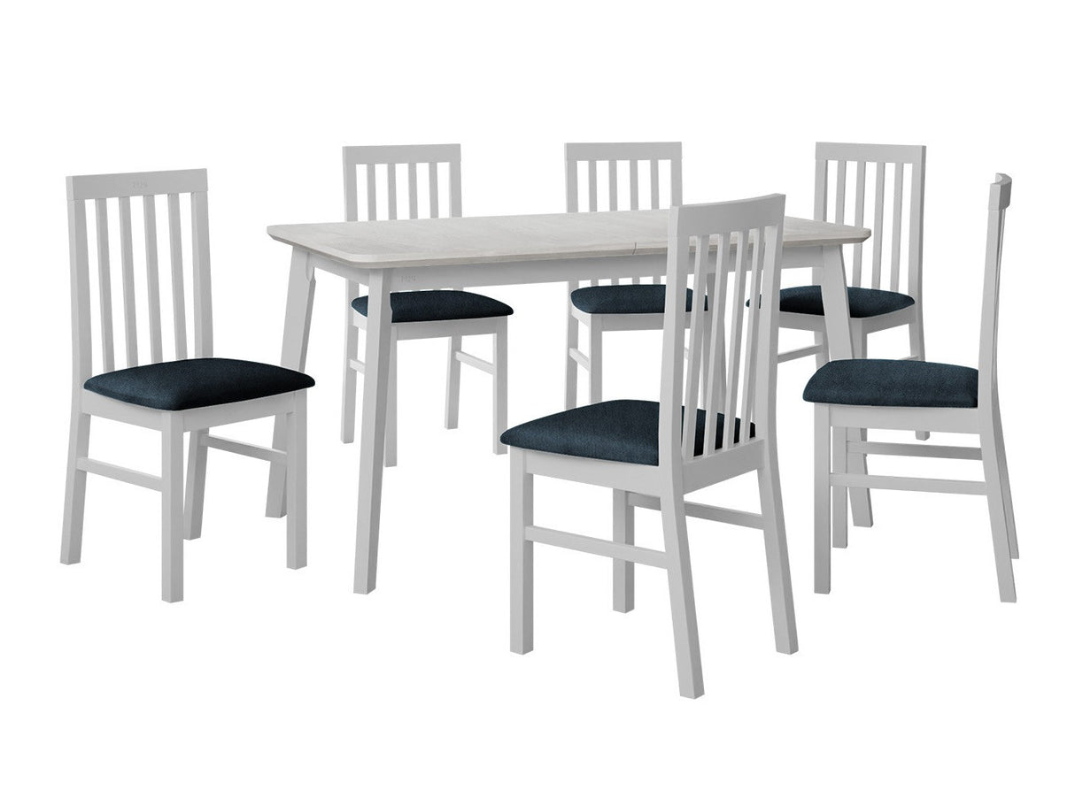 Étkezőgarnitúra 16 (OSLO 7 + MILANO 1), Fa színe: Fehér, Kárpit: Zetta 300