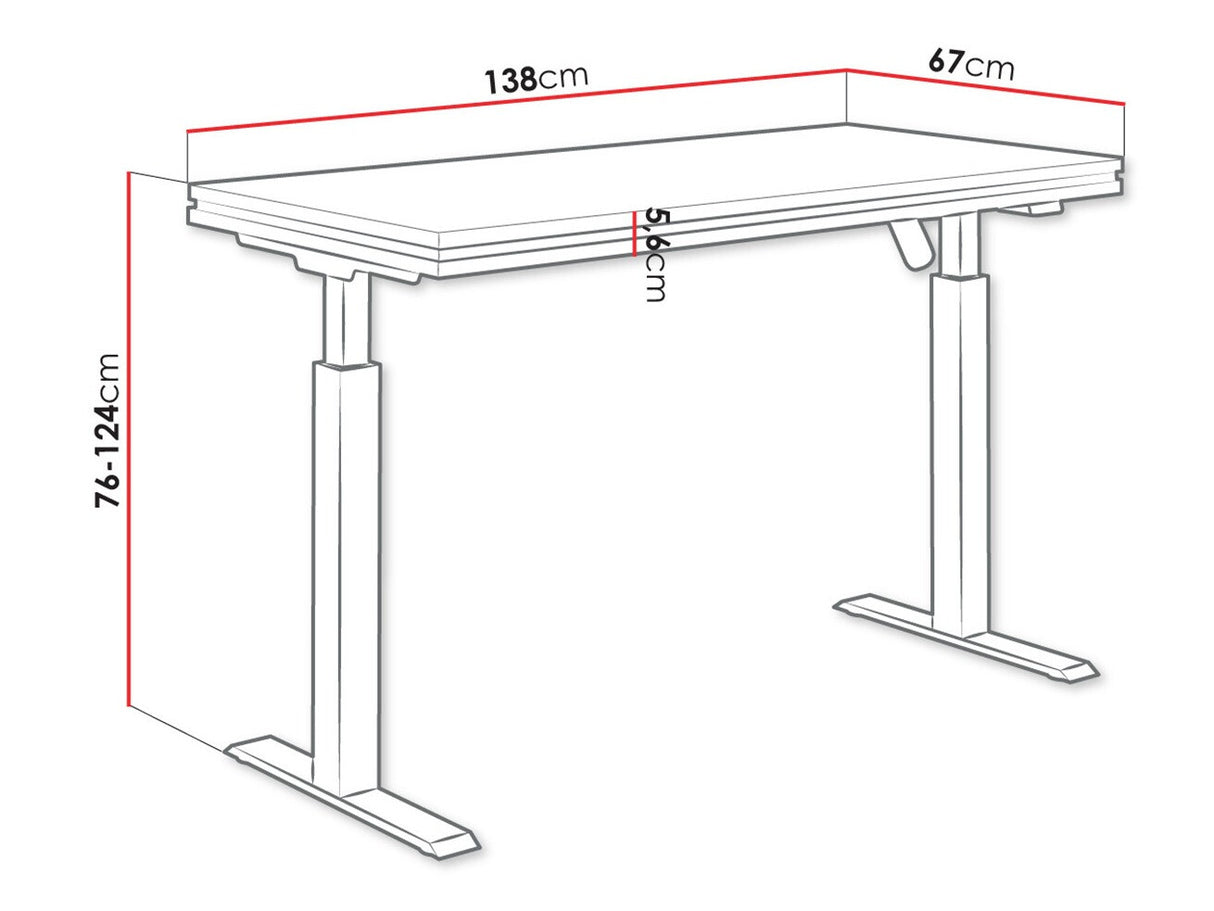 Állítható magasságú íróasztal Biurko MALTA I 161, Szín: Artisan tölgy + Matt fekete