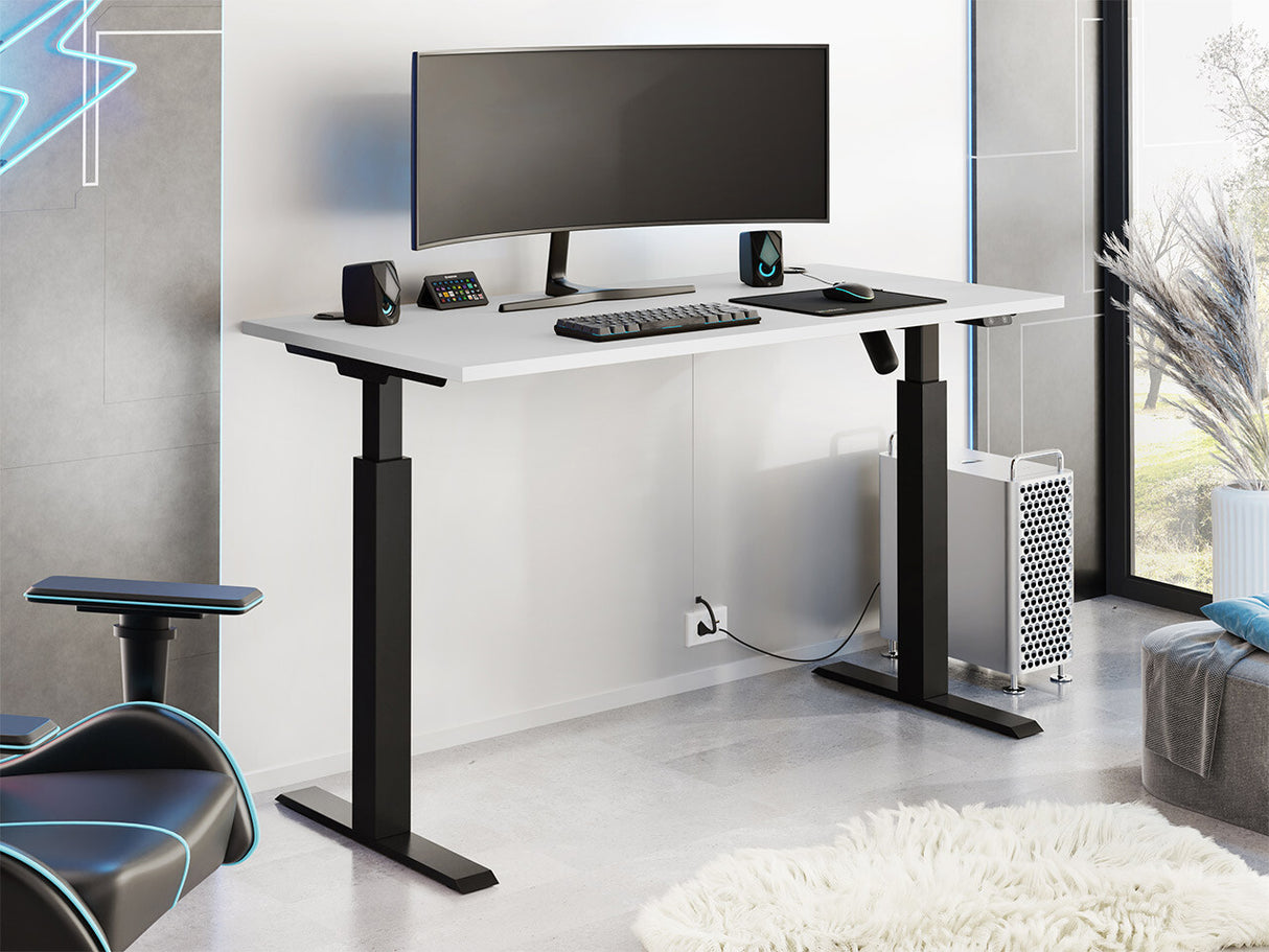 Állítható magasságú íróasztal Biurko MALTA II 151 (Nandu) , Szín: világosszürke + Matt fekete