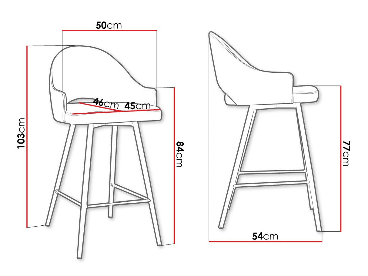Bárszék Hoker ROSA, Szín: Fekete + Magic Velvet 2209, Lábak színe: Fekete