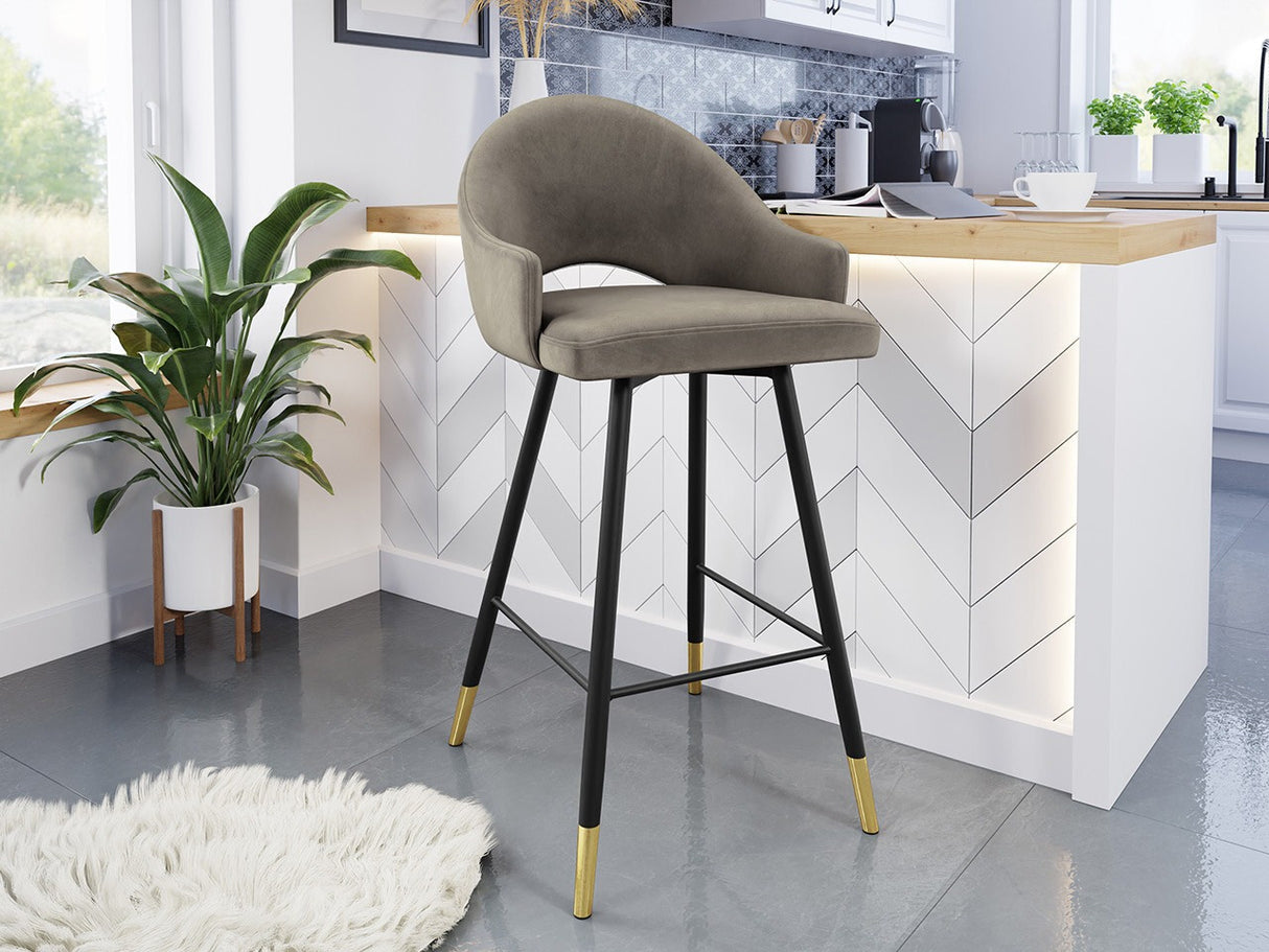 Bárszék Hoker ROSA, Szín: Fekete + Magic Velvet 2209, Lábak színe: Aranysárga