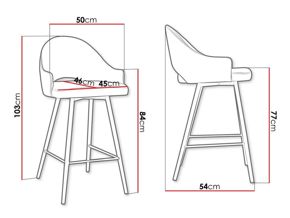 Bárszék Hoker ROSA, Szín: Fekete + Magic Velvet 2225, Lábak színe: Fekete