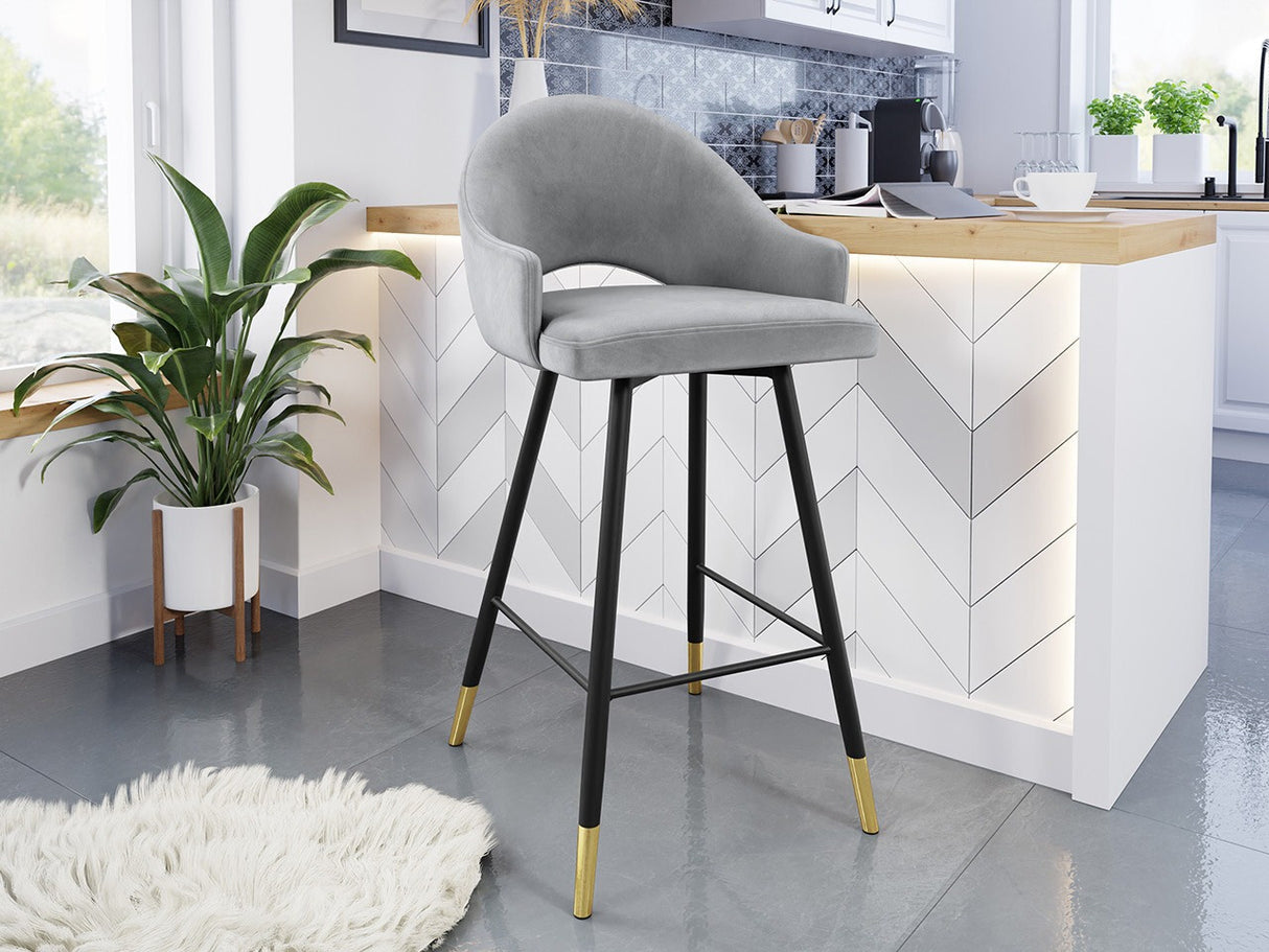 Bárszék Hoker ROSA, Szín: Fekete + Magic Velvet 2240, Lábak színe: Aranysárga