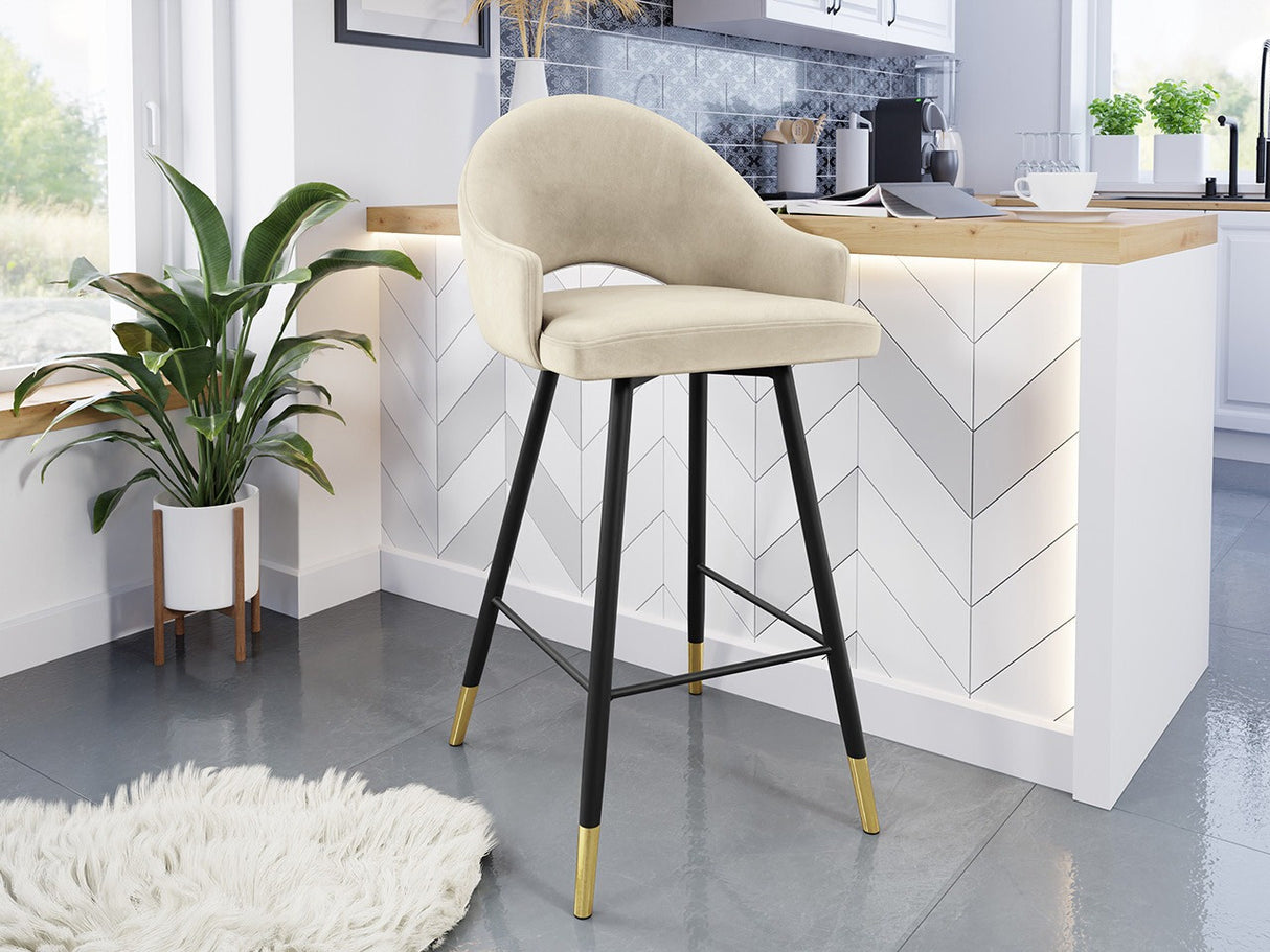 Bárszék Hoker ROSA, Szín: Fekete + Magic Velvet 2250, Lábak színe: Aranysárga