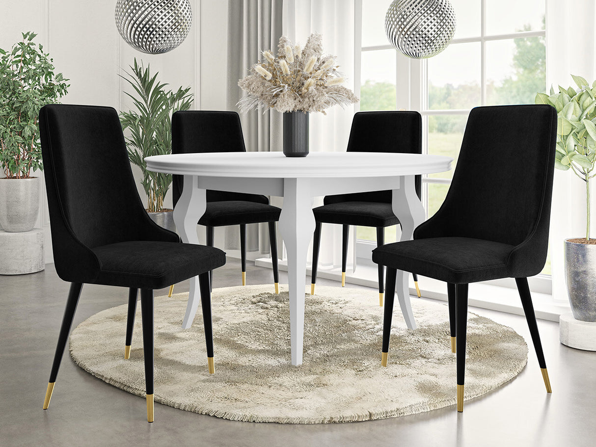 Szék Krzesło MARIO, Szín: Fekete + Magic Velvet 2219, Lábak színe: Aranysárga