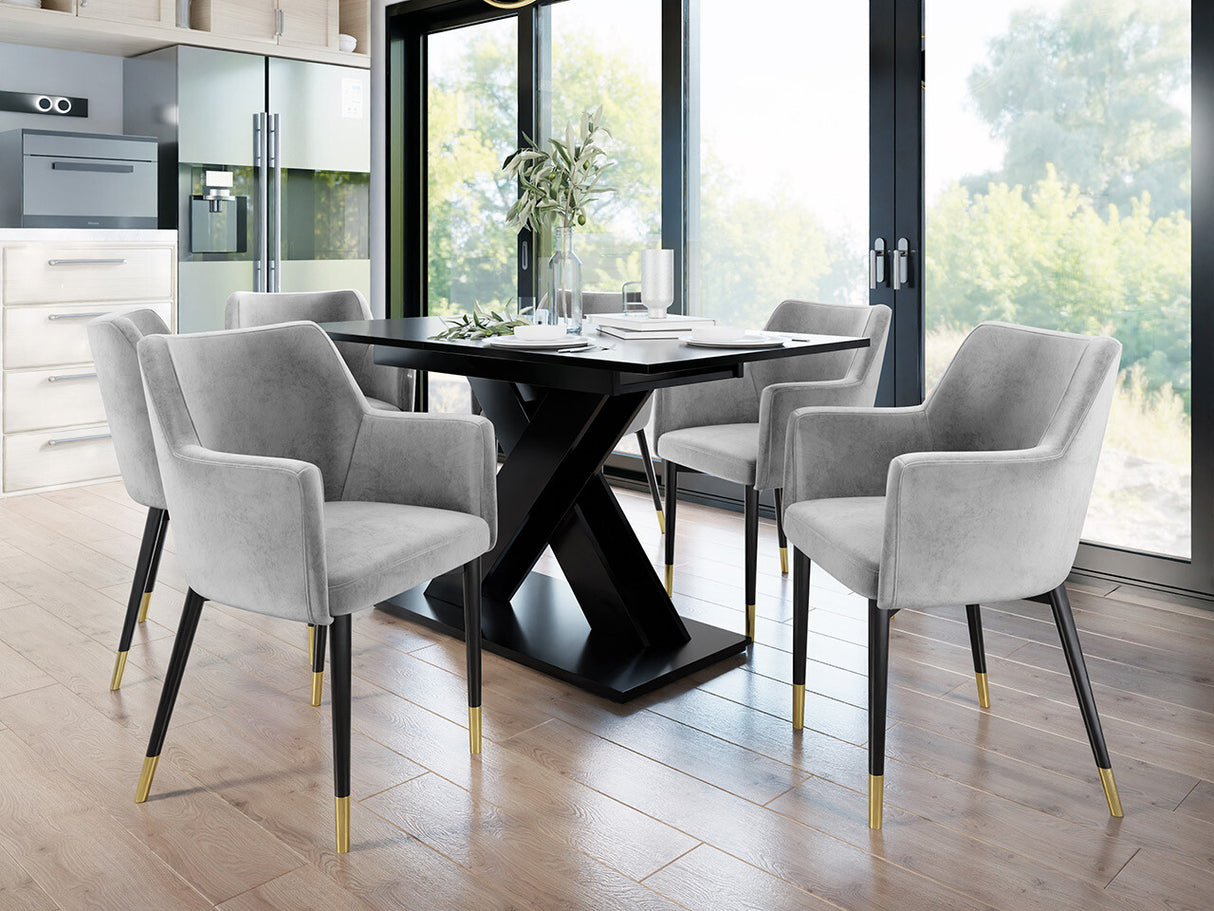 Szék Krzesło RENE, Szín: Fekete + Magic Velvet 2240, Lábak színe: Aranysárga