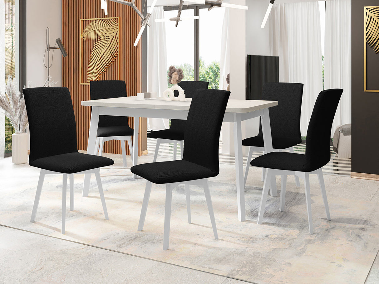 Étkezőgarnitúra Zestaw 24 (OSLO 6 + LUNA 2), Fa színe: Fehér, Kárpit: Kronos 7