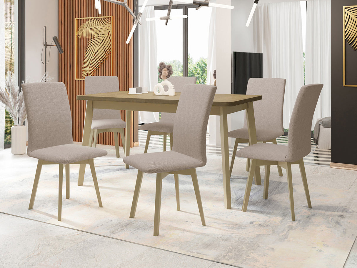 Étkezőgarnitúra Zestaw 24 (OSLO 6 + LUNA 2), Fa színe: Sonoma tölgy, Kárpit: Paros 2