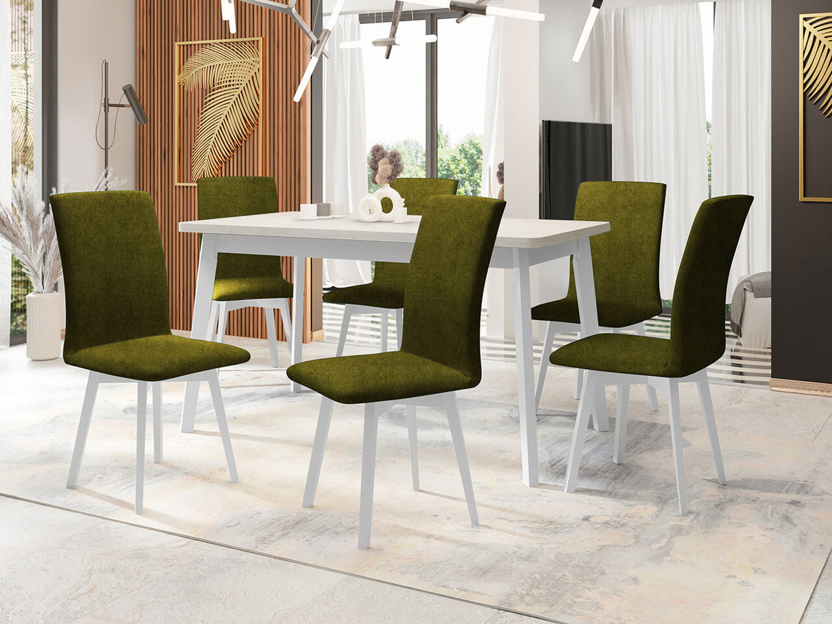 Étkezőgarnitúra Zestaw 24 (OSLO 6 + LUNA 2), Fa színe: Fehér, Kárpit: Zetta 297