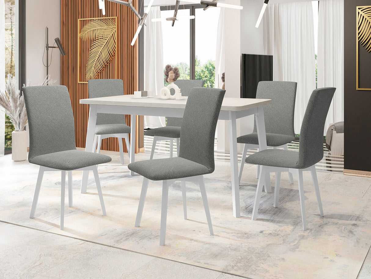 Étkezőgarnitúra Zestaw 24 (OSLO 6 + LUNA 2), Fa színe: Fehér, Kárpit: Hygge 91